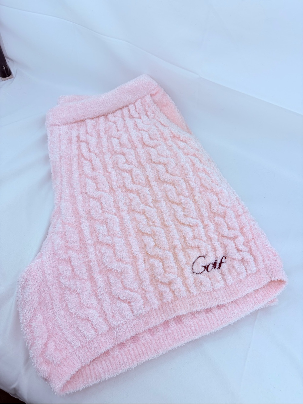 RARE Golf Wang Pink Very Fuzzy Furry Cable Knit Streetwear Shorts, Mens sz L